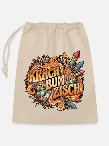Silvester Feuerwerk Krach Bum Zisch - Verschließbarer Geschenkbeutel aus Baumwolle (25x30cm) - Natur
