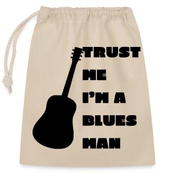Bluesmann, Musiker, Instrument, Gitarre # - Verschließbarer Geschenkbeutel aus Baumwolle (25x30cm) - Natur - Vorne