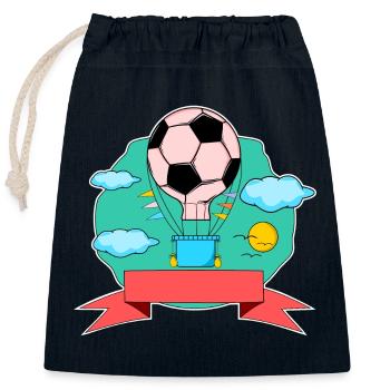 Plaque nominative de ballon à air chaud de football vert - Sac cadeau en coton avec cordon (25 x 30 cm) - bleu marine - Devant