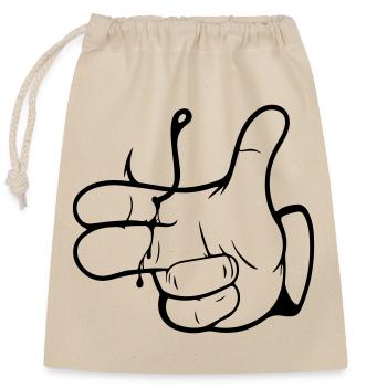 Peow Peow - Anglerhand - Nokidding-Fishing - Closable cotton gift bag (25x30cm) - nature - Front