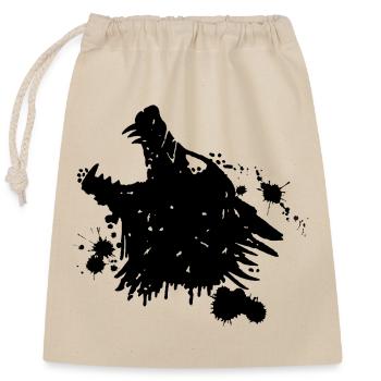 Loup noir hurlant - Sac cadeau en coton avec cordon (25 x 30 cm) - nature - Devant