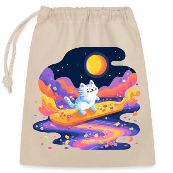 Cats on sugar stream - Closable cotton gift bag (25x30cm) - nature - Front