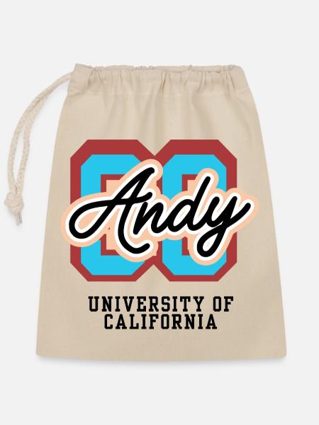 Andy Retro Varsity Emblem - Verschließbarer Geschenkbeutel aus Baumwolle (25x30cm) - Natur