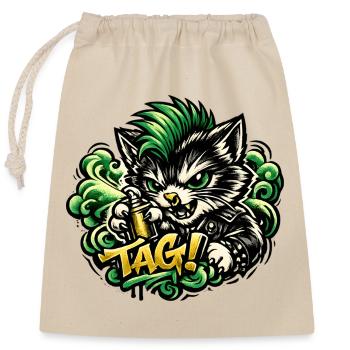 Aggressive Cat Graffiti - Closable cotton gift bag (25x30cm) - nature - Front