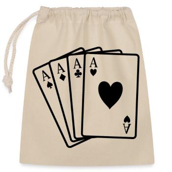 Cartes de poker - Sac cadeau en coton avec cordon (25 x 30 cm) - nature - Devant