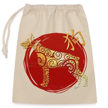 Horoscope du zodiaque chinois pour chiens - Sac cadeau en coton avec cordon (25 x 30 cm) - nature - Devant
