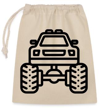 Monster truck - Closable cotton gift bag (25x30cm) - nature - Front