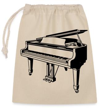 piano grand piano - Closable cotton gift bag (25x30cm) - nature - Front