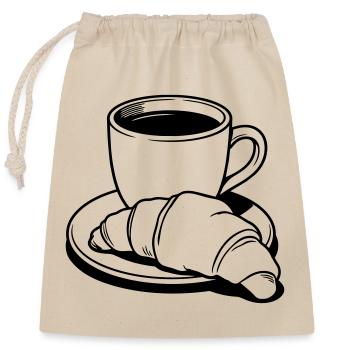 coffee croissant - Closable cotton gift bag (25x30cm) - nature - Front