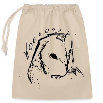 Esquisse à l’encre de hibou en noir - Sac cadeau en coton avec cordon (25 x 30 cm) - nature - Devant