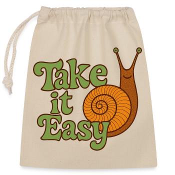 Take It Easy Snail Retro Tee - Closable cotton gift bag (25x30cm) - nature - Front