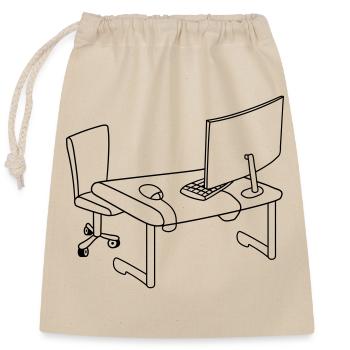 home office buero stuhl arbeitsplatz gamer bildsch - Verschließbarer Geschenkbeutel aus Baumwolle (25x30cm) - Natur - Vorne