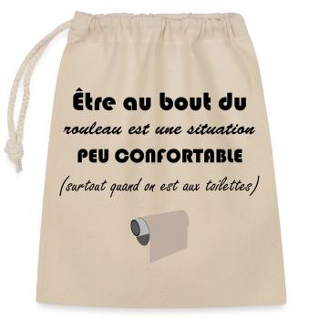 Être au bout du rouleau citations cadeau humour - Sac cadeau en coton avec cordon (25 x 30 cm) - nature - Devant
