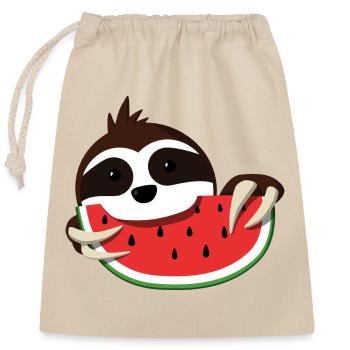 Sloth Melon - Closable cotton gift bag (25x30cm) - nature - Front