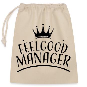Krone schwarz feelgood manager - Verschließbarer Geschenkbeutel aus Baumwolle (25x30cm) - Natur - Vorne