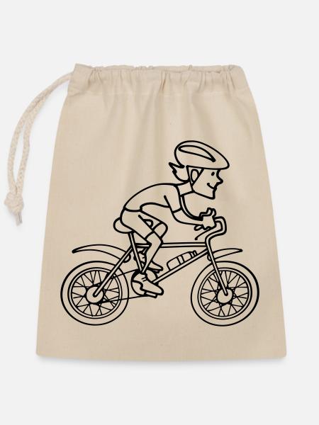 Fahrradfahrer - Verschließbarer Geschenkbeutel aus Baumwolle (25x30cm) - Natur