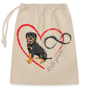 Rotti Love forever - Verschließbarer Geschenkbeutel aus Baumwolle (25x30cm) - Natur - Vorne