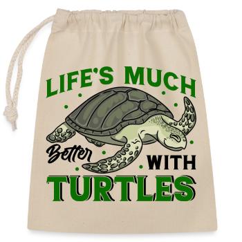 Amoureux des tortues Animal de compagnie - Sac cadeau en coton avec cordon (25 x 30 cm) - nature - Devant