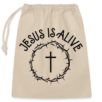 Jesus is alive - Closable cotton gift bag (25x30cm) - nature - Front