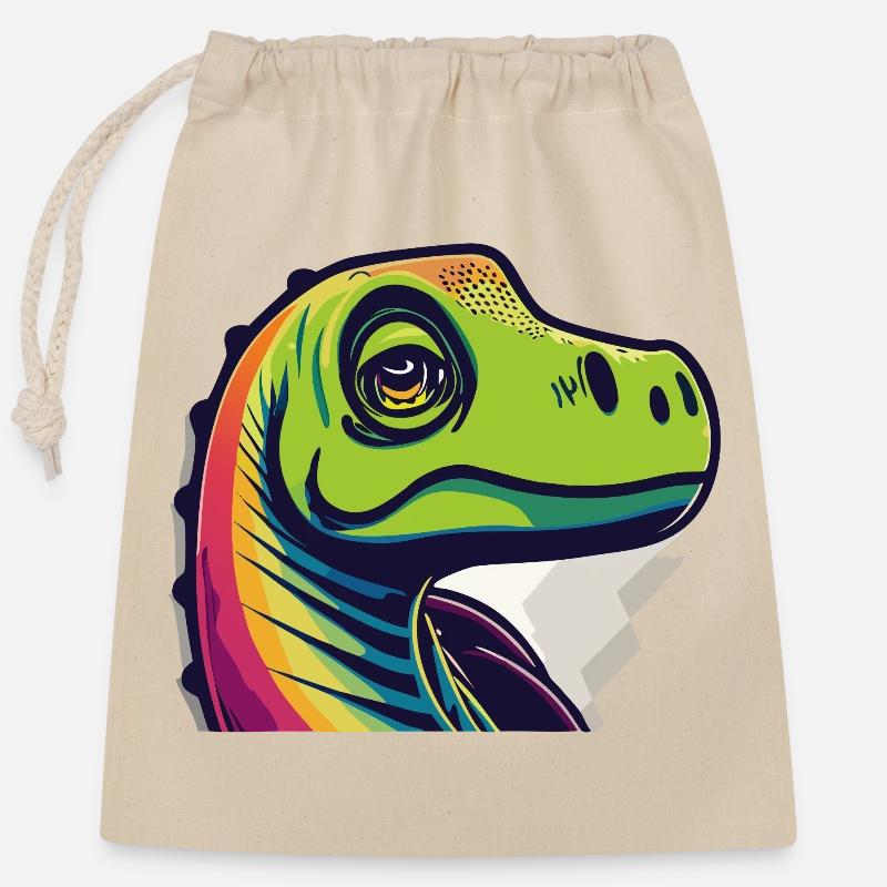 Rainbow Lizard - Closable cotton gift bag (25x30cm) - nature