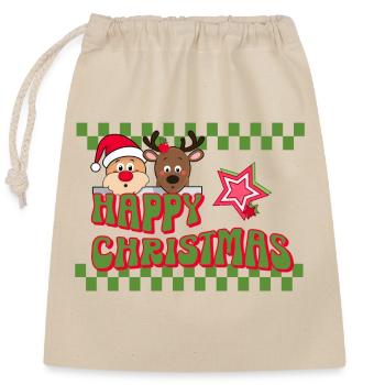 Merry Christmas Funny - Closable cotton gift bag (25x30cm) - nature - Front