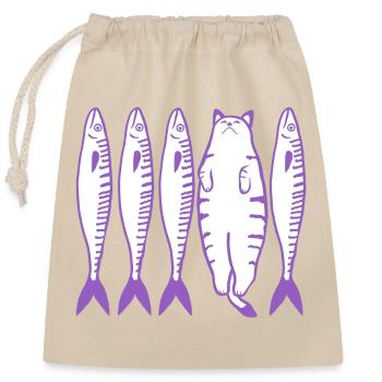 Le chat violet - Sac cadeau en coton avec cordon (25 x 30 cm) - nature - Devant