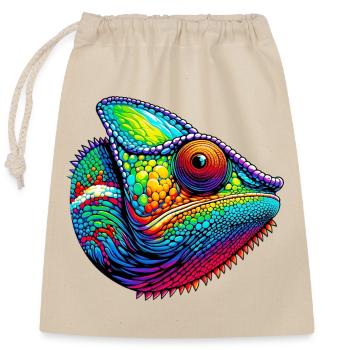 Chameleon - Closable cotton gift bag (25x30cm) - nature - Front