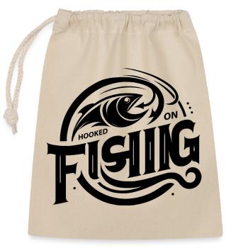 « Élégant Hooked On Fishing Tee - parfait pour l’angle - Sac cadeau en coton avec cordon (25 x 30 cm) - nature - Devant
