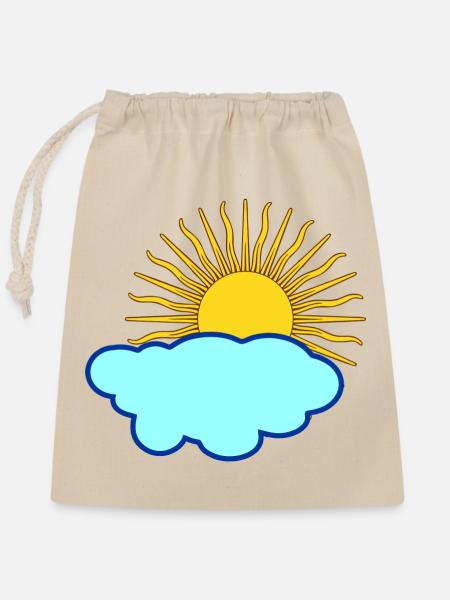 Sonne hinter Wolke - Verschließbarer Geschenkbeutel aus Baumwolle (25x30cm) - Natur