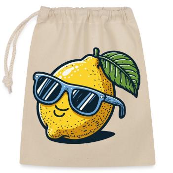 zitrone sonnenbrille sommer - Verschließbarer Geschenkbeutel aus Baumwolle (25x30cm) - Natur - Vorne
