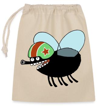 flying fly - Closable cotton gift bag (25x30cm) - nature - Front
