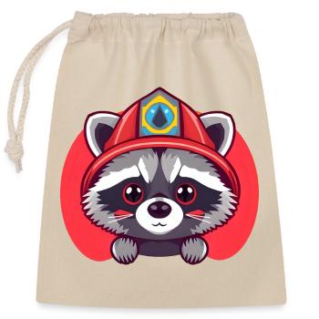 Un courageux pompier raton laveur prêt à l’action - Sac cadeau en coton avec cordon (25 x 30 cm) - nature - Devant