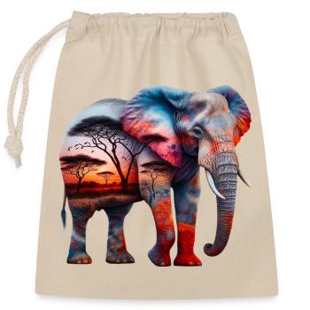 Éléphant - Sac cadeau en coton avec cordon (25 x 30 cm) - nature - Devant