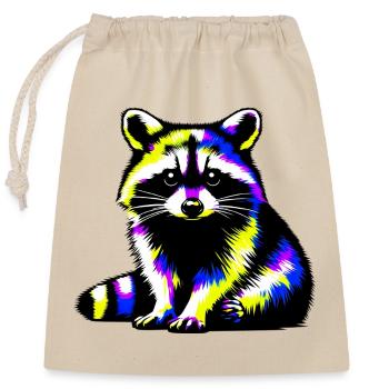Raccoon - Closable cotton gift bag (25x30cm) - nature - Front