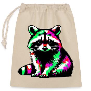 Raccoon - Closable cotton gift bag (25x30cm) - nature - Front