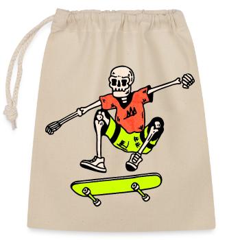Neon Skate-Skelett – Ollie Retro 90er - Verschließbarer Geschenkbeutel aus Baumwolle (25x30cm) - Natur - Vorne