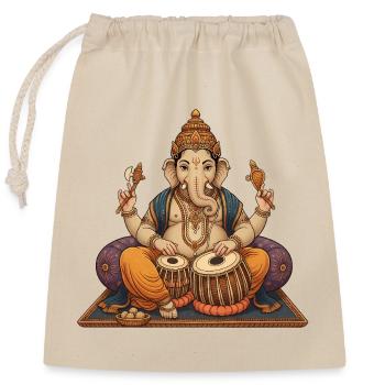 Ganesha Tabla - Sac cadeau en coton avec cordon (25 x 30 cm) - nature - Devant
