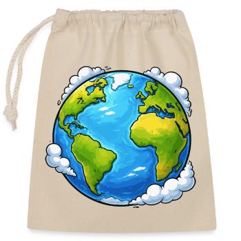 Erde Welt Planet - Verschließbarer Geschenkbeutel aus Baumwolle (25x30cm) - Natur - Vorne