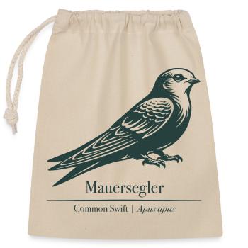 Swift Silhouette | Ornithology | Drawing - Closable cotton gift bag (25x30cm) - nature - Front