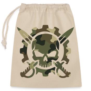 Tactical Gear: Military Skull Saber Gear Logo - Closable cotton gift bag (25x30cm) - nature - Front