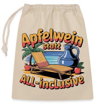  Apfelwein Statt All Inclusive Lustiger Hessen - Verschließbarer Geschenkbeutel aus Baumwolle (25x30cm) - Natur - Vorne