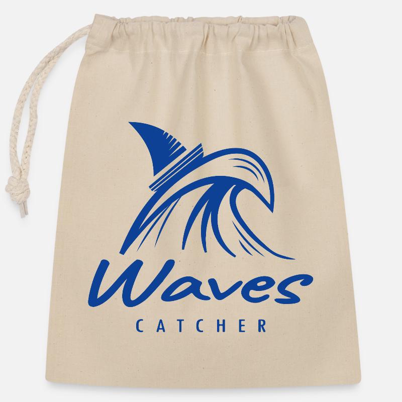Waves Catcher Surf Graphismes - Sac cadeau en coton avec cordon (25 x 30 cm) - nature