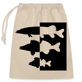 Pike and zander perch - Closable cotton gift bag (25x30cm) - nature - Front