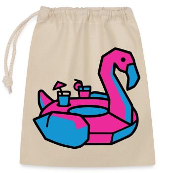 Fête de la piscine des animaux natants Flamants - Sac cadeau en coton avec cordon (25 x 30 cm) - nature - Devant