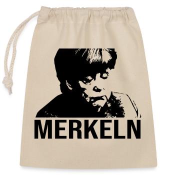funny Merkel politics gift shirt - Closable cotton gift bag (25x30cm) - nature - Front