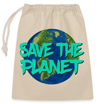 Save the planet - Closable cotton gift bag (25x30cm) - nature - Front