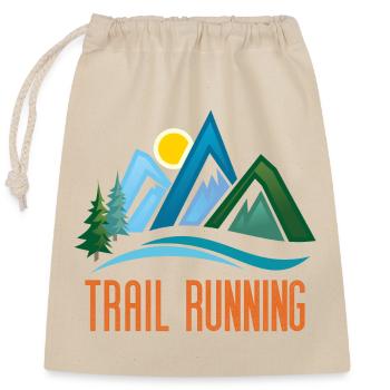 Trailrunning - Verschließbarer Geschenkbeutel aus Baumwolle (25x30cm) - Natur - Vorne