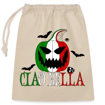 Helloween Italien Ciao Bella - Verschließbarer Geschenkbeutel aus Baumwolle (25x30cm) - Natur - Vorne