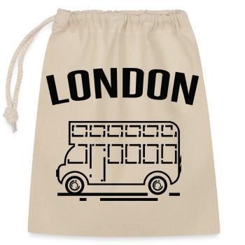 London Bus - Verschließbarer Geschenkbeutel aus Baumwolle (25x30cm) - Natur - Vorne