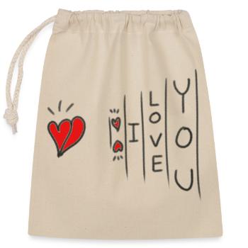 Libeb&herz - Closable cotton gift bag (25x30cm) - nature - Front